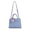 IseigurGenuine Leather Handbag Accented with Haze Blue Silk Scarf, Niche Light Luxury Style High-End Commuting Bag, Versatile Large-Capacity Textured Women's Bag