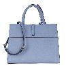 IseigurGenuine Leather Handbag Accented with Haze Blue Silk Scarf, Niche Light Luxury Style High-End Commuting Bag, Versatile Large-Capacity Textured Women's Bag