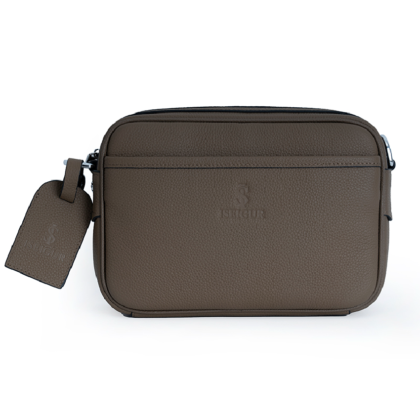 Iseigur Dark Brown Men's Crossbody Bag, Premium Texture, Minimalist and Practical