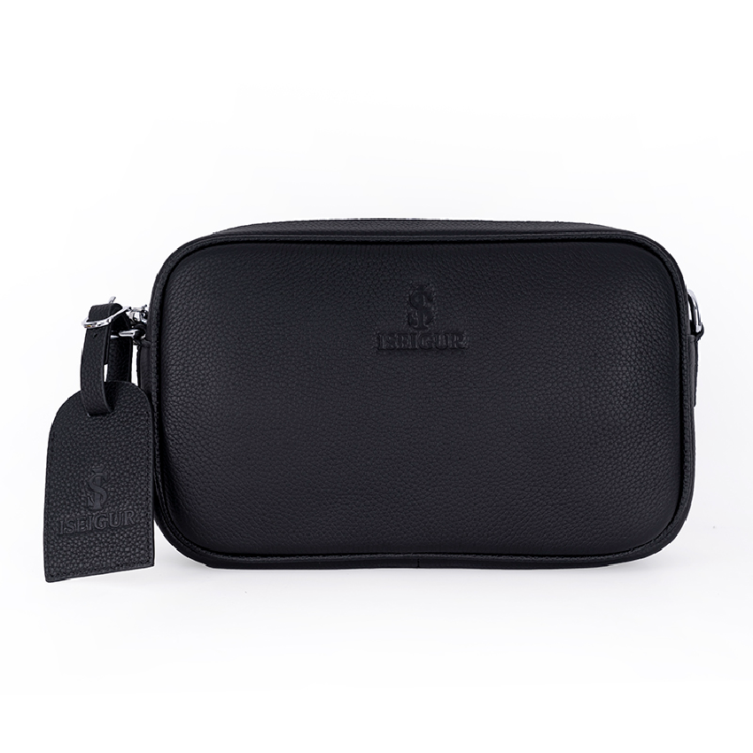 Iseigur Cool Black Men's Crossbody Bag, Exquisite Texture, A Standout Choice for Trendy Guys Going Out