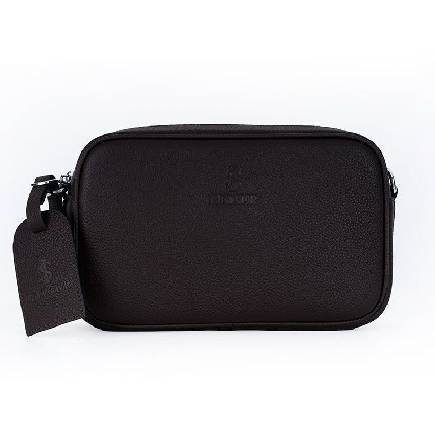 Iseigur Dark Brown Men's Crossbody Bag, Delicate Leather, Minimalist and Elegant with Style