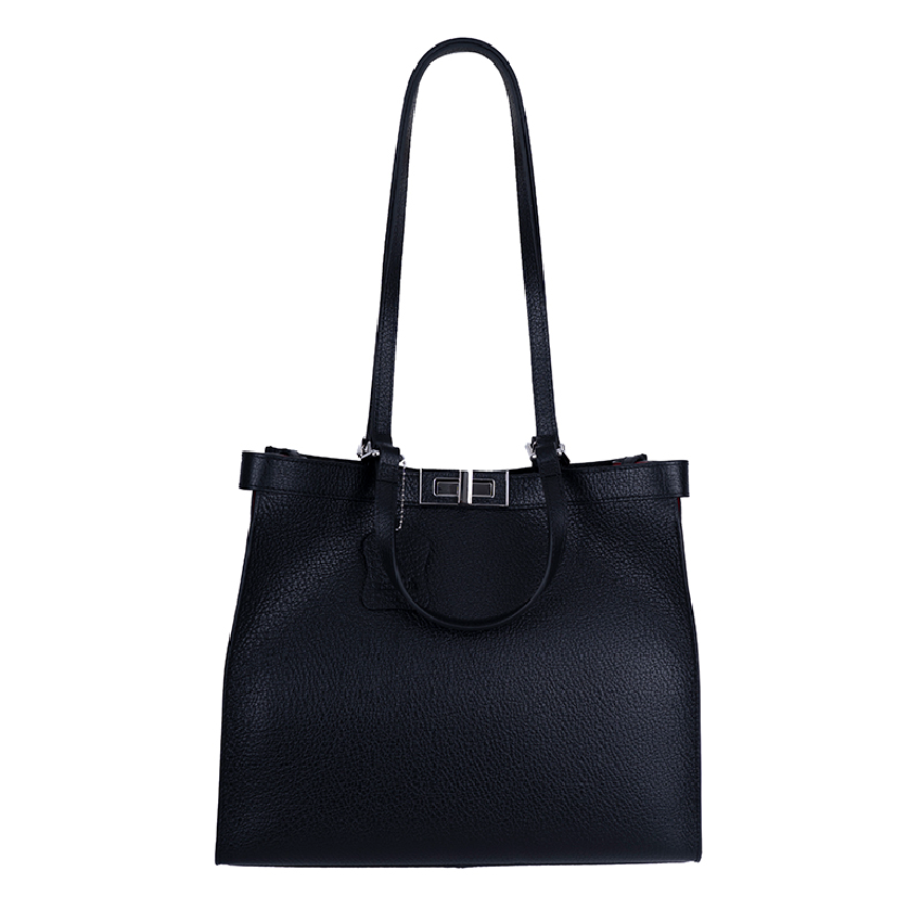 Iseigur Black Women's Handbag, Clear Leather Texture, Simple and Elegant, Practical and Aesthetic