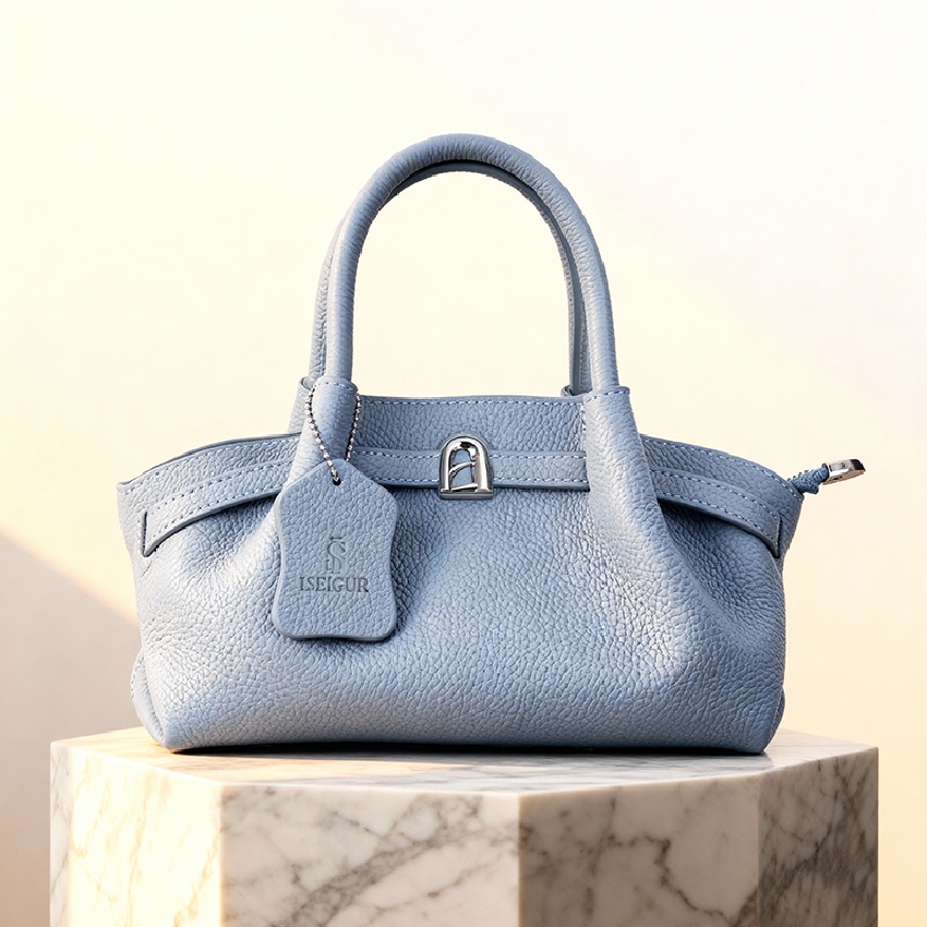Iseigur Light Blue Luxury Elegant Handbag, Exuding Graceful Style